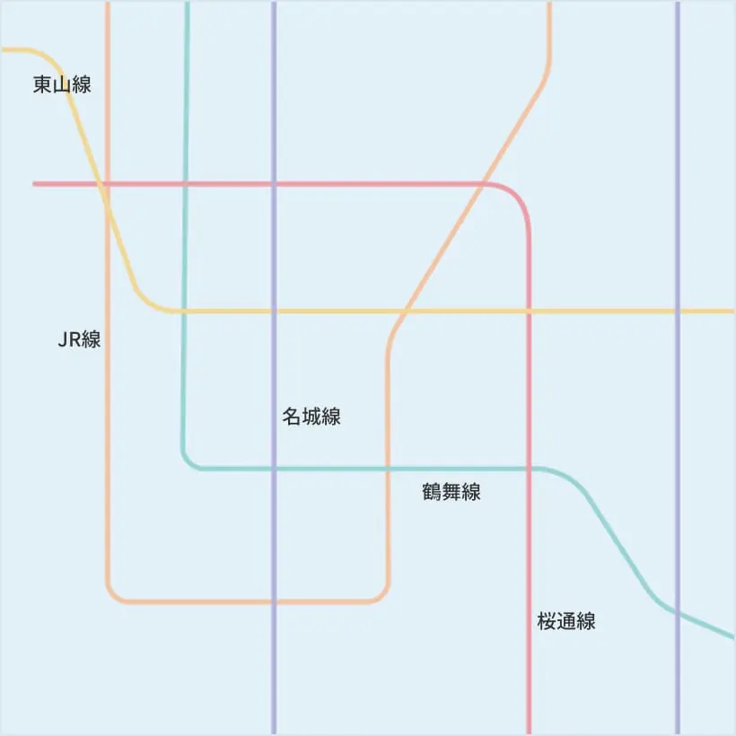 名古屋市内の路線検索マップ
